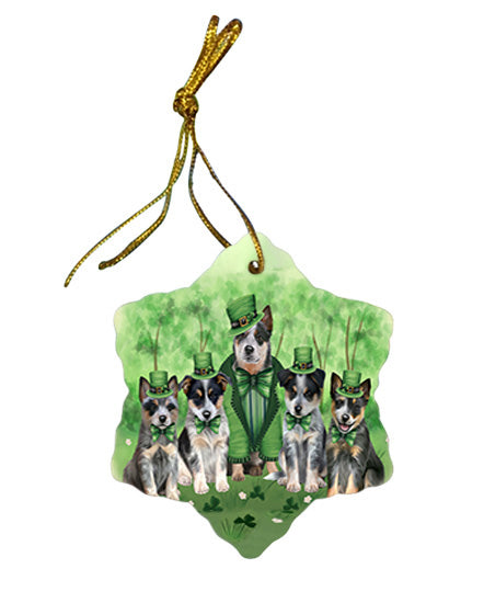 St. Patricks Day Irish Portrait Blue Heeler Dogs Star Porcelain Ornament SPOR57929