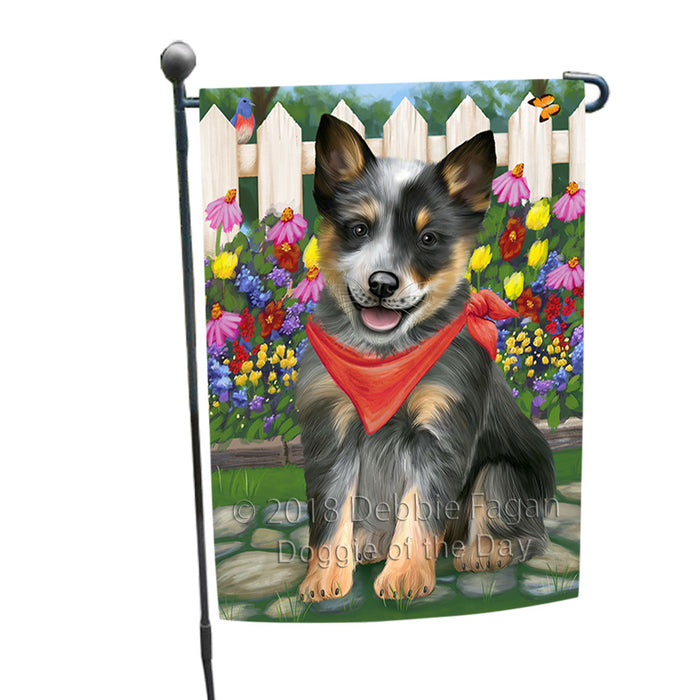 Spring Floral Blue Heeler Dog Garden Flag GFLG52187