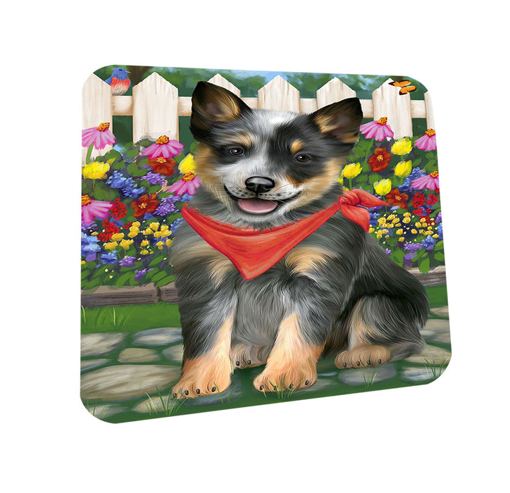 Spring Floral Blue Heeler Dog Coasters Set of 4 CST52201