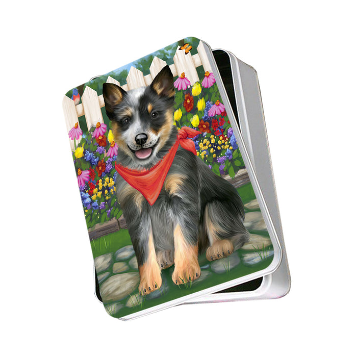Spring Floral Blue Heeler Dog Photo Storage Tin PITN52242