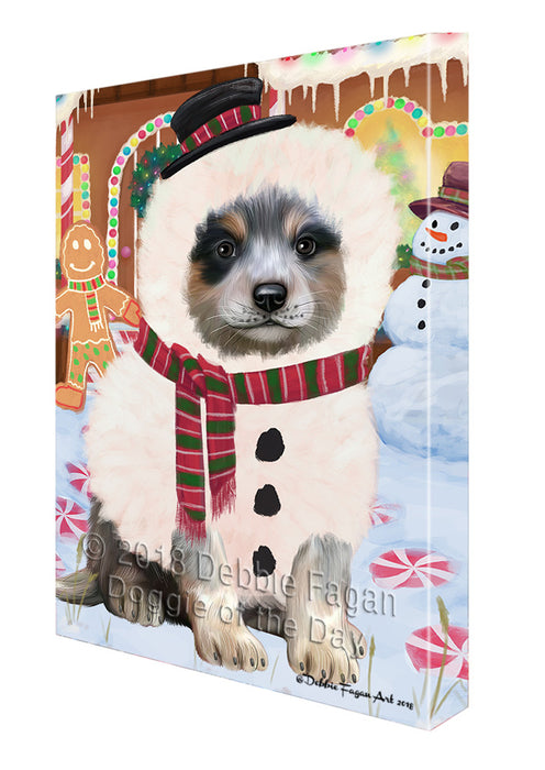 Christmas Gingerbread House Candyfest Blue Heeler Dog Canvas Print Wall Art Décor CVS127979