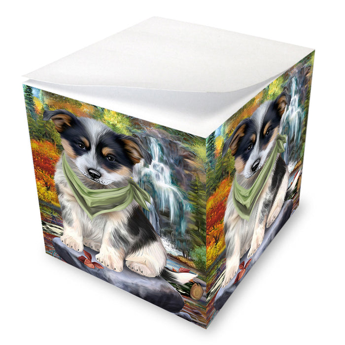 Scenic Waterfall Blue Heeler Dog Note Cube NOC51831