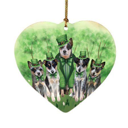 St. Patricks Day Irish Portrait Blue Heeler Dogs Heart Christmas Ornament HPOR57929