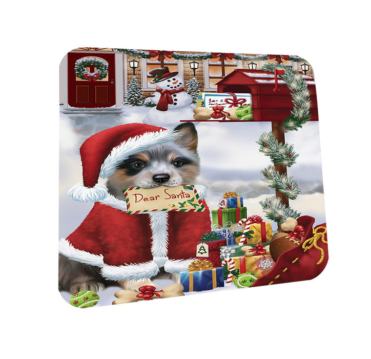 Blue Heeler Dog Dear Santa Letter Christmas Holiday Mailbox Coasters Set of 4 CST53485