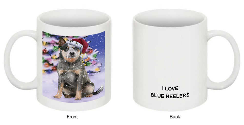 Winterland Wonderland Blue Heeler Dog In Christmas Holiday Scenic Background Coffee Mug MUG49138
