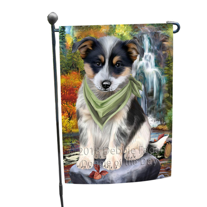 Scenic Waterfall Blue Heeler Dog Garden Flag GFLG51828