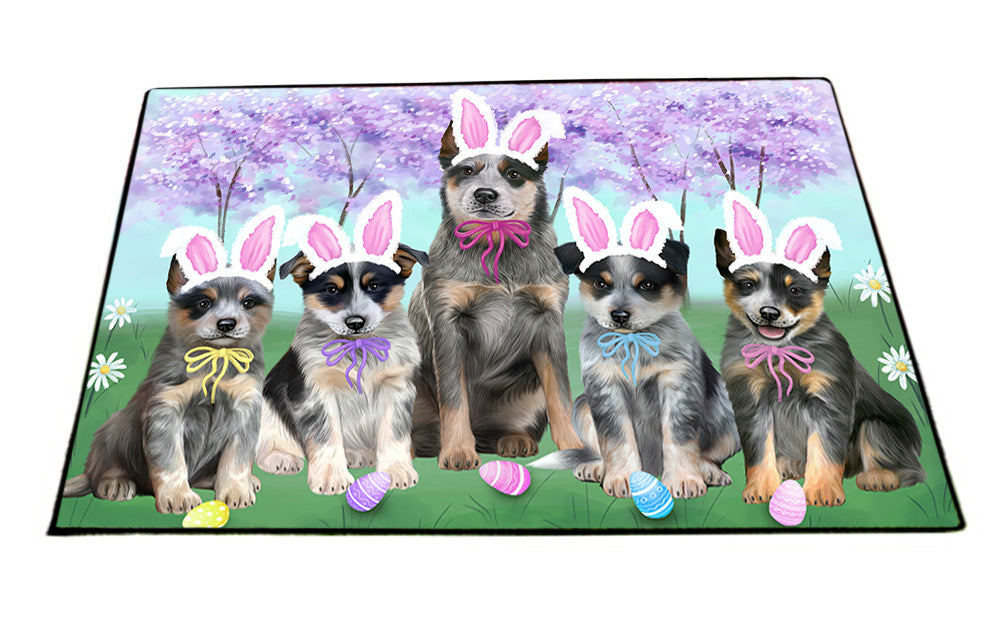 Easter Holiday Blue Heelers Dog Floormat FLMS53748