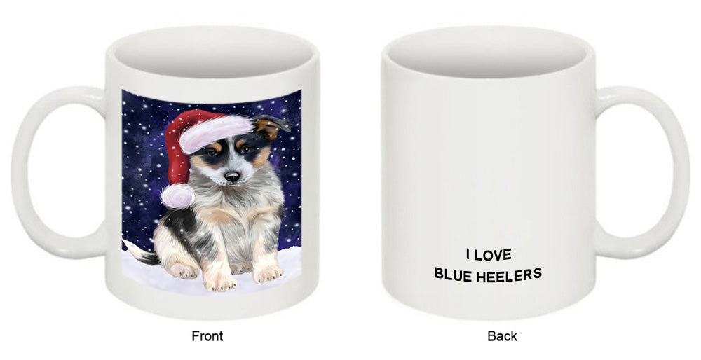 Let it Snow Christmas Holiday Blue Heeler Dog Wearing Santa Hat Coffee Mug MUG49684