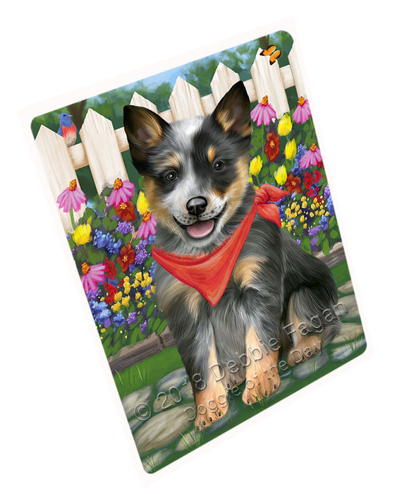 Spring Floral Blue Heeler Dog Large Refrigerator / Dishwasher Magnet RMAG73638