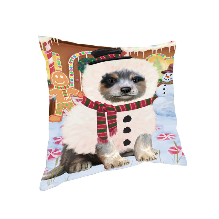 Christmas Gingerbread House Candyfest Blue Heeler Dog Pillow PIL79072