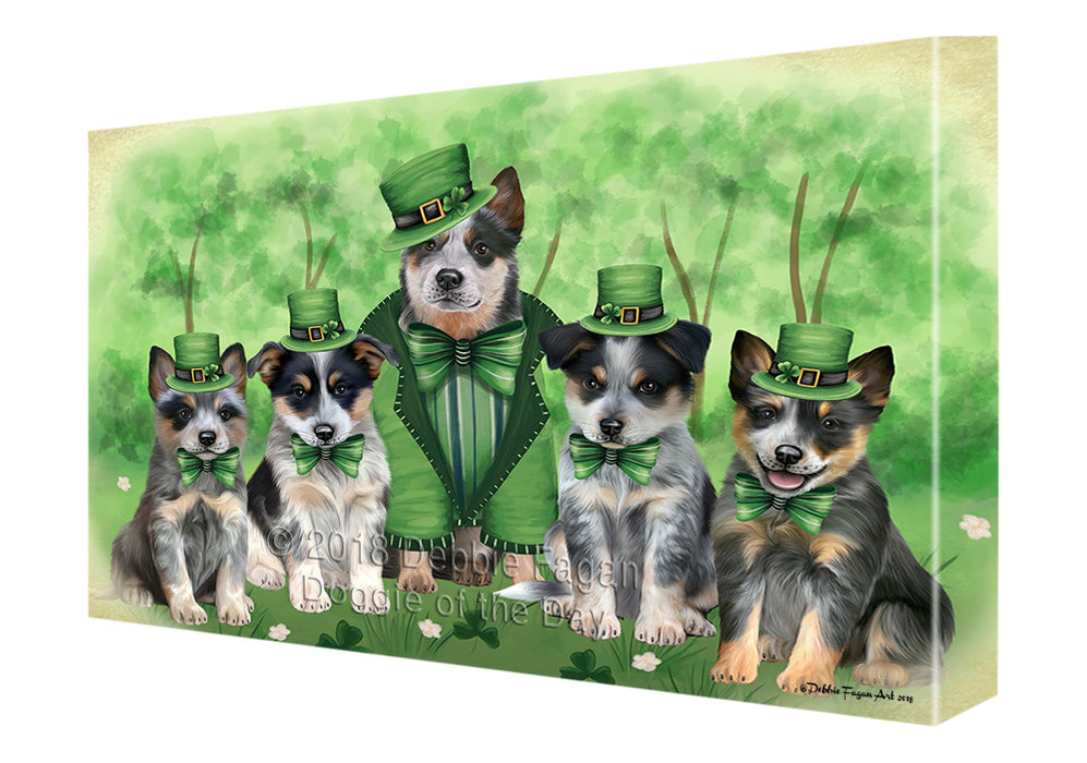 St. Patricks Day Irish Portrait Blue Heeler Dogs Canvas Print Wall Art Décor CVS135341