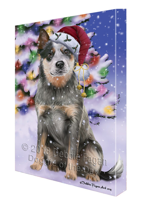 Winterland Wonderland Blue Heeler Dog In Christmas Holiday Scenic Background Canvas Print Wall Art Décor CVS101510