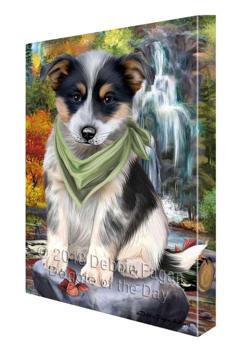 Scenic Waterfall Blue Heeler Dog Canvas Print Wall Art Décor CVS83744