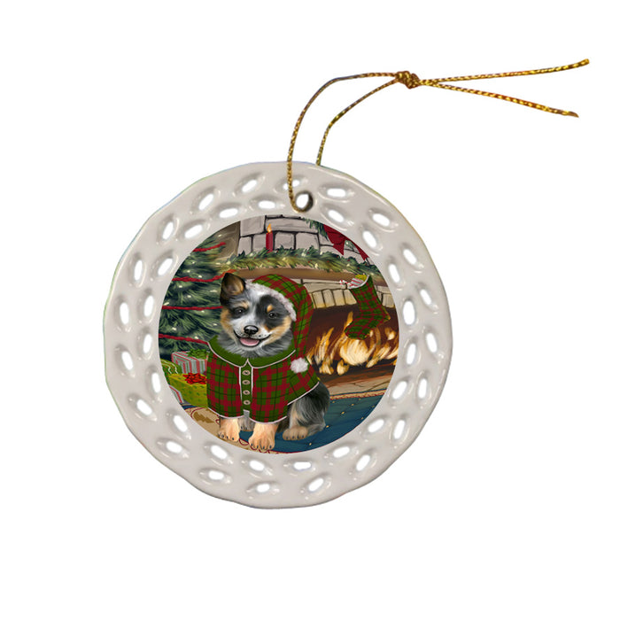 The Stocking was Hung Blue Heeler Dog Ceramic Doily Ornament DPOR55581
