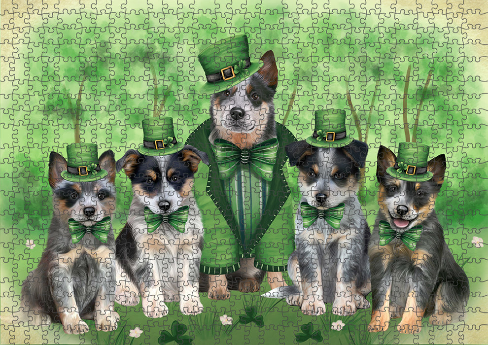 St. Patricks Day Irish Portrait Blue Heeler Dogs Portrait Jigsaw Puzzle for Adults Animal Interlocking Puzzle Game Unique Gift for Dog Lover's with Metal Tin Box PZL032