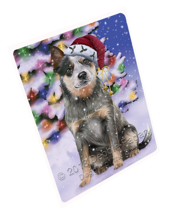 Winterland Wonderland Blue Heeler Dog In Christmas Holiday Scenic Background Large Refrigerator / Dishwasher Magnet RMAG83322