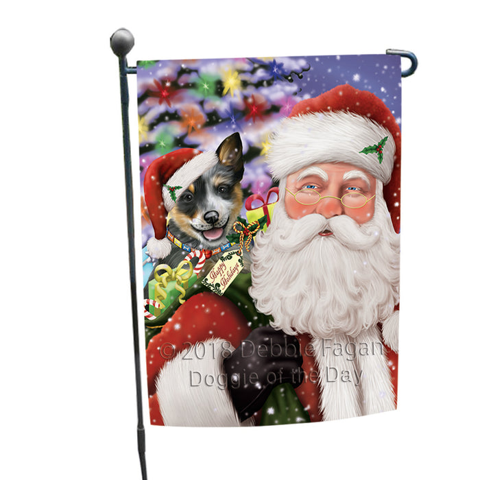 Santa Carrying Blue Heeler Dog and Christmas Presents Garden Flag GFLG53739