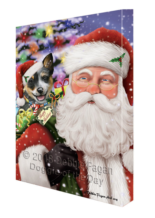 Santa Carrying Blue Heeler Dog and Christmas Presents Canvas Print Wall Art Décor CVS100943