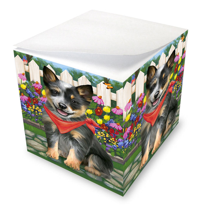 Spring Floral Blue Heeler Dog Note Cube NOC52190