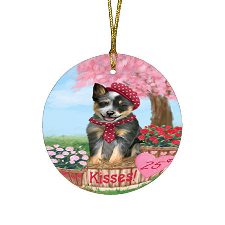 Rosie 25 Cent Kisses Blue Heeler Dog Round Flat Christmas Ornament RFPOR56292