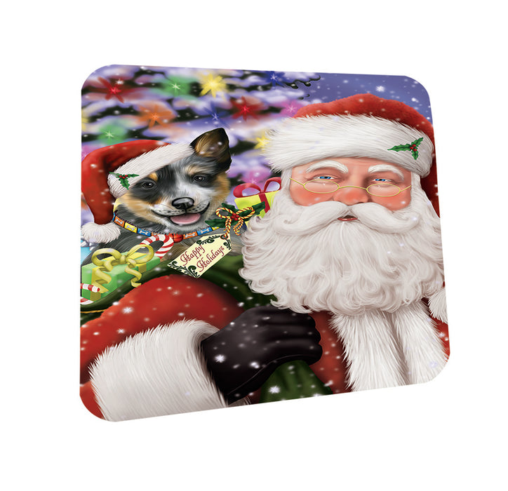 Santa Carrying Blue Heeler Dog and Christmas Presents Coasters Set of 4 CST53635