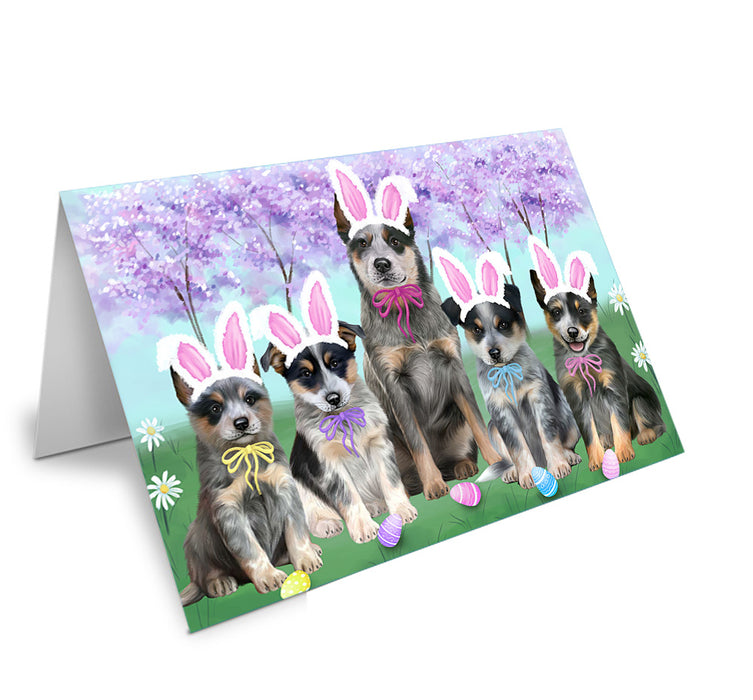 Easter Holiday Blue Heelers Dog Handmade Artwork Assorted Pets Greeting Cards and Note Cards with Envelopes for All Occasions and Holiday Seasons GCD76169