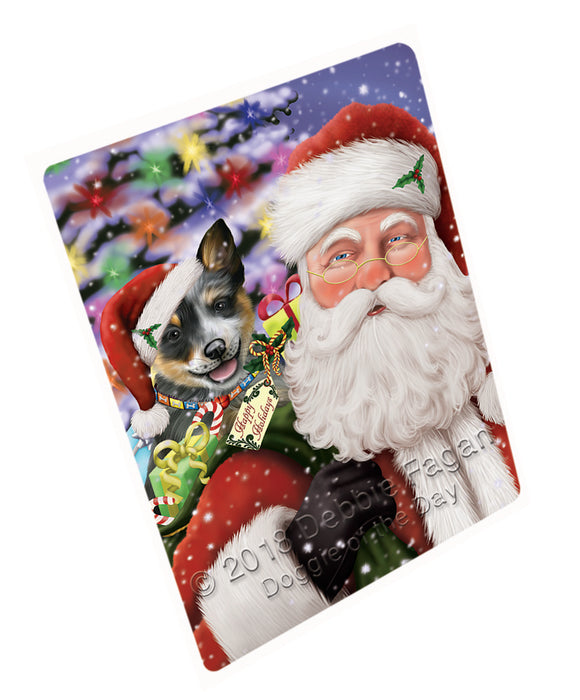Santa Carrying Blue Heeler Dog and Christmas Presents Large Refrigerator / Dishwasher Magnet RMAG82944