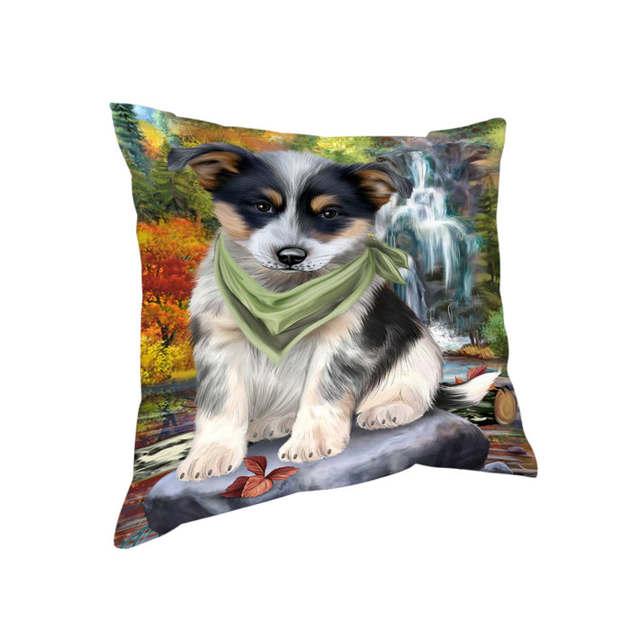 Scenic Waterfall Blue Heeler Dog Pillow PIL63688