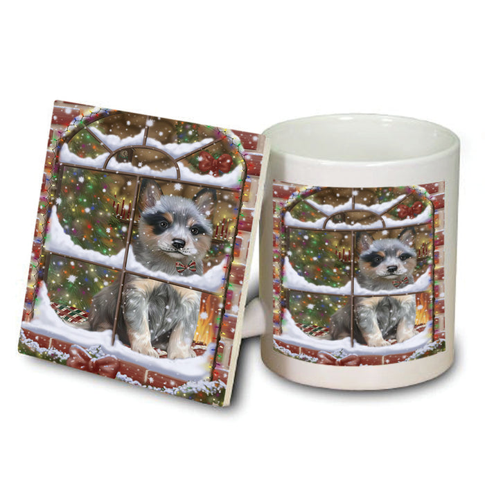 Please Come Home For Christmas Blue Heeler Dog Sitting In Window Mug and Coaster Set MUC53613