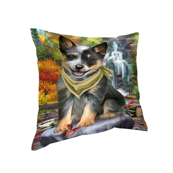Scenic Waterfall Blue Heeler Dog Pillow PIL63692
