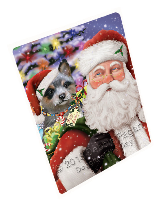 Santa Carrying Blue Heeler Dog and Christmas Presents Large Refrigerator / Dishwasher Magnet RMAG82950