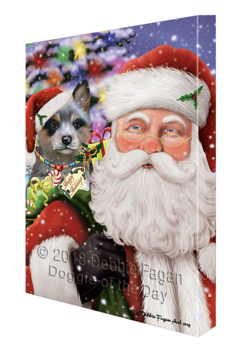 Santa Carrying Blue Heeler Dog and Christmas Presents Canvas Print Wall Art Décor CVS100952