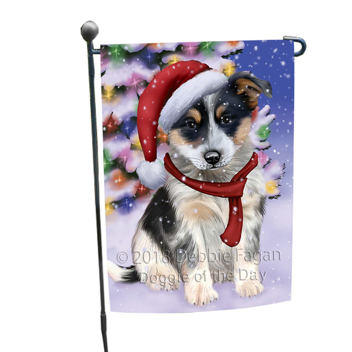 Winterland Wonderland Blue Heeler Dog In Christmas Holiday Scenic Background Garden Flag GFLG53803