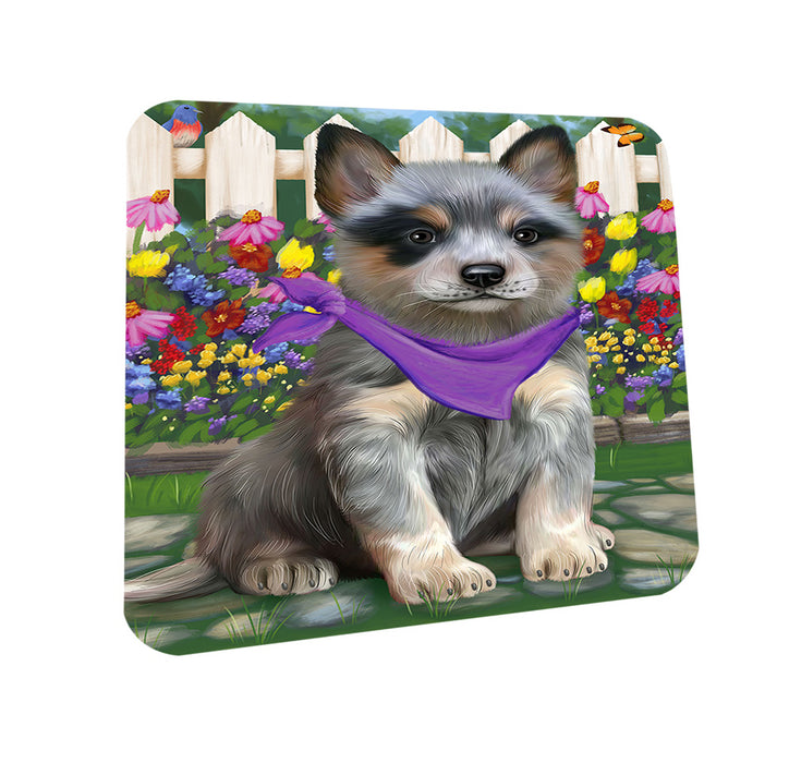 Spring Floral Blue Heeler Dog Coasters Set of 4 CST52202