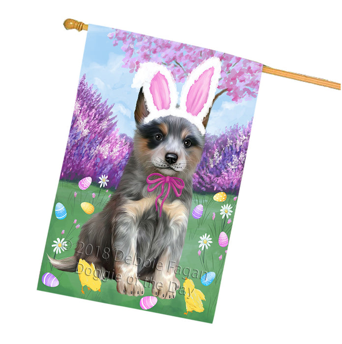 Easter Holiday Blue Heeler Dog House Flag FLG57592