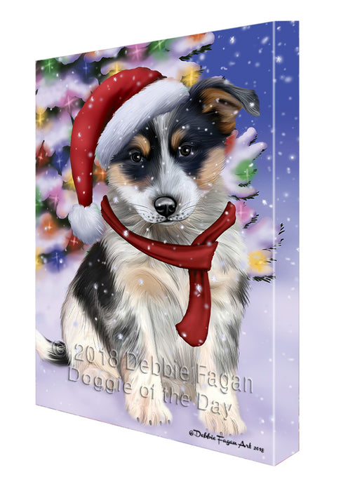 Winterland Wonderland Blue Heeler Dog In Christmas Holiday Scenic Background Canvas Print Wall Art Décor CVS101519