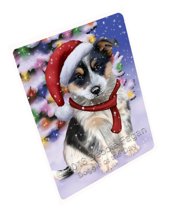 Winterland Wonderland Blue Heeler Dog In Christmas Holiday Scenic Background Large Refrigerator / Dishwasher Magnet RMAG83328