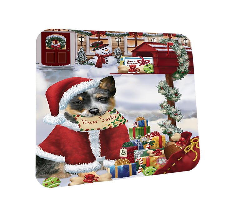 Blue Heeler Dog Dear Santa Letter Christmas Holiday Mailbox Coasters Set of 4 CST53486
