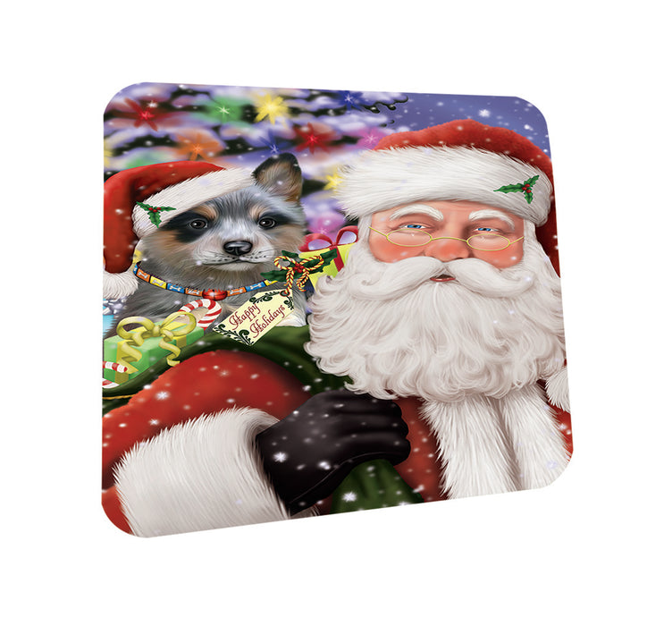 Santa Carrying Blue Heeler Dog and Christmas Presents Coasters Set of 4 CST53636