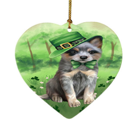 St. Patricks Day Irish Portrait Blue Heeler Dog Heart Christmas Ornament HPOR57930