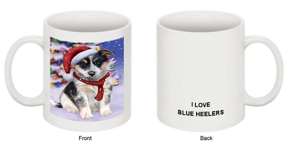 Winterland Wonderland Blue Heeler Dog In Christmas Holiday Scenic Background Coffee Mug MUG49139