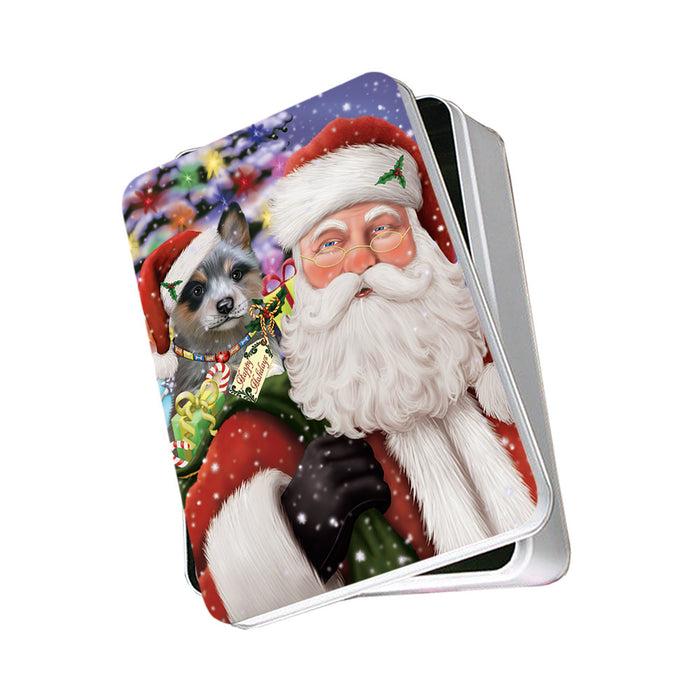 Santa Carrying Blue Heeler Dog and Christmas Presents Photo Storage Tin PITN53621