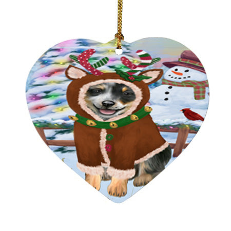 Christmas Gingerbread House Candyfest Blue Heeler Dog Heart Christmas Ornament HPOR56552