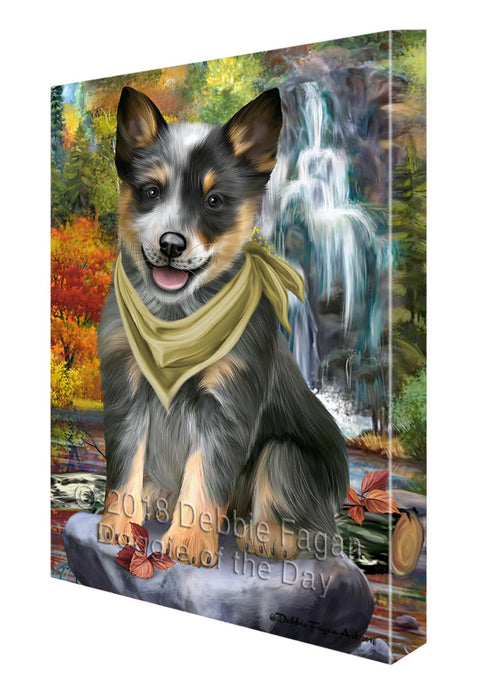 Scenic Waterfall Blue Heeler Dog Canvas Print Wall Art Décor CVS83753