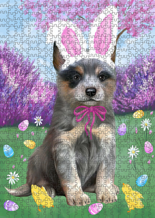 Easter Holiday Blue Heeler Dog Puzzle with Photo Tin PUZL95860