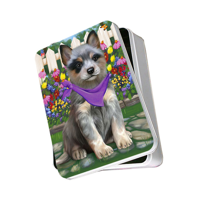 Spring Floral Blue Heeler Dog Photo Storage Tin PITN52243