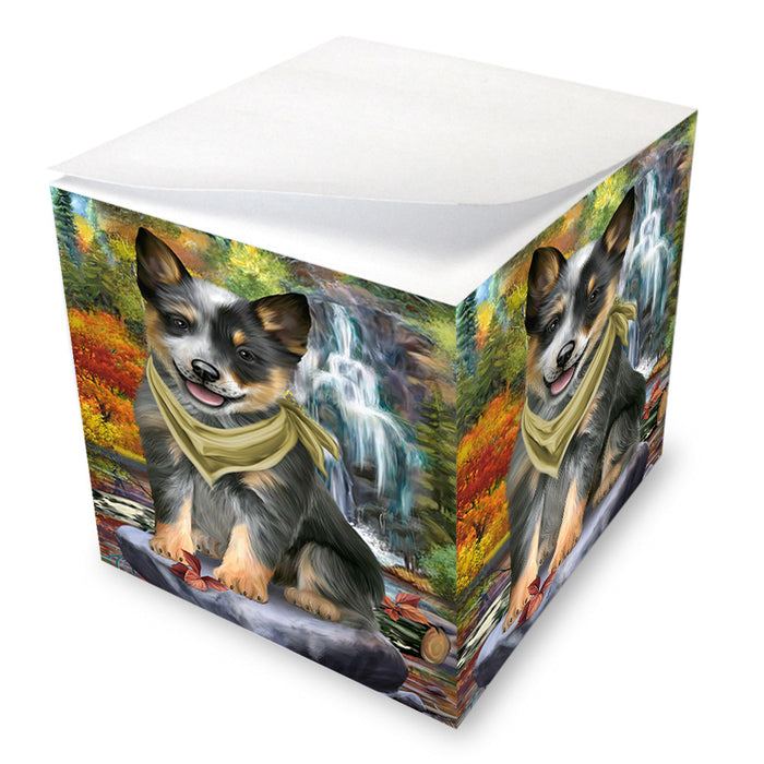 Scenic Waterfall Blue Heeler Dog Note Cube NOC51832