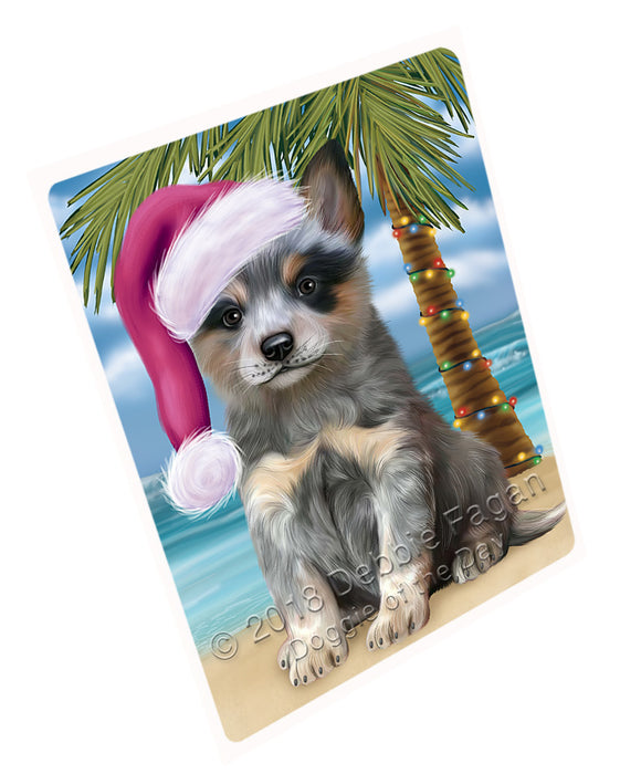 Summertime Happy Holidays Christmas Blue Heeler Dog on Tropical Island Beach Large Refrigerator / Dishwasher Magnet RMAG88146