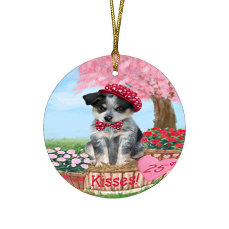 Rosie 25 Cent Kisses Blue Heeler Dog Round Flat Christmas Ornament RFPOR56293