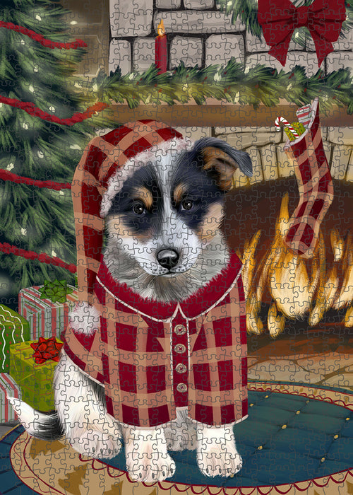 The Stocking was Hung Blue Heeler Dog Puzzle with Photo Tin PUZL89108